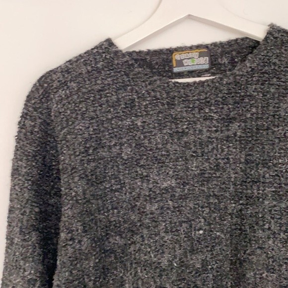 Vintage Sweater French Dark Gray Silver Sparkly Shimmer Crew Neck Knit XL - Picture 3 of 7